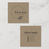 Leaf Bio Beauty Square Business Card Quadratische Visitenkarte (Vorne/Hinten)