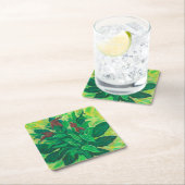 Leaf, Blätter und Orchideen, Blumengemälde Rechteckiger Pappuntersetzer (Vor Ort)