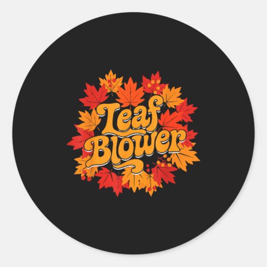 Leaf Blower Autumn Season Falling Leaves Cleanup G Runder Aufkleber (Vorderseite)