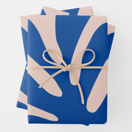 Leaf Blue Beige Geschenkpapier Set (Beispiel)
