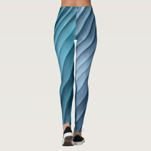 Leaf Blue Diagonal Leggings (Rückseite)