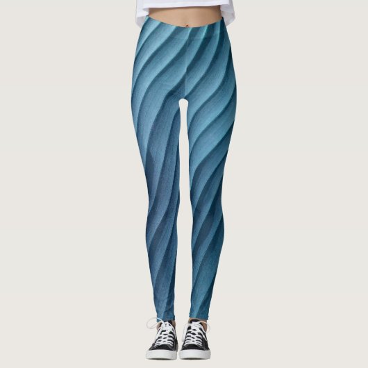 Leaf Blue Diagonal Leggings (Vorderseite)