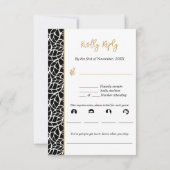 Leaf Border Black & White Wedding Menu Musik UAWG RSVP Karte (Rückseite)