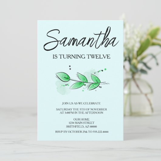 Leaf Botanical Einladung (Stehend Vorderseite)