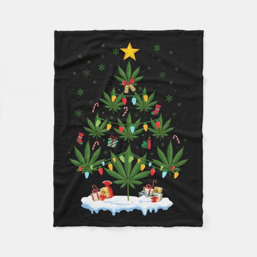 Leaf Christmas Tree Weed Stoner Xmas Premium Fleecedecke (Vorderseite)