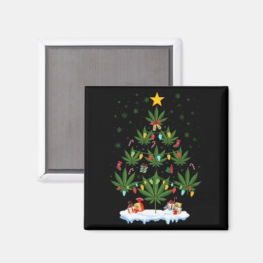 Leaf Christmas Tree Weed Stoner Xmas Premium Magnet (Vorderseite/Rückseite)