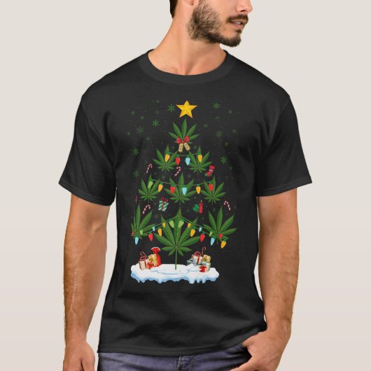 Leaf Christmas Tree Weed Stoner Xmas Premium T-Shirt (Vorderseite)