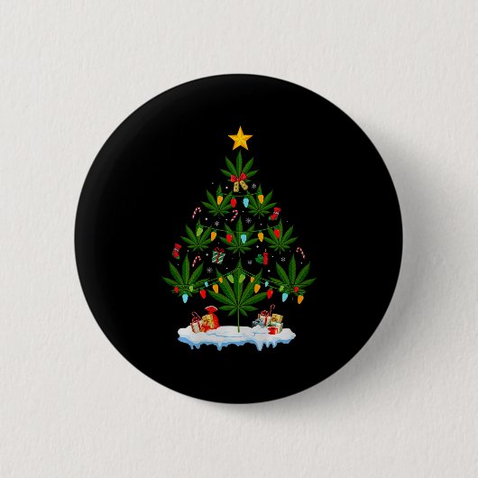 Leaf Christmas Tree Weed Stoner Xmas Premium Tri-b Button (Vorderseite)