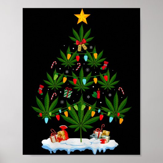 Leaf Christmas Tree Weed Stoner Xmas Premium Tri-b Poster (Vorne)