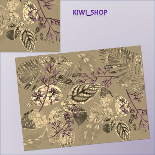 Leaf Collage mit Beeren Taupe Seidenpapier