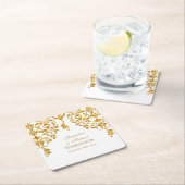 Leaf Damask Art Nouveau Glitzer Empfang Dekoration Rechteckiger Pappuntersetzer (Vor Ort)