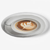 Leaf Design Cappuccino in White Cup Pappteller (Schrägansicht)