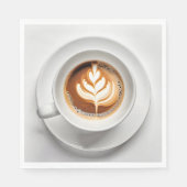 Leaf Design Cappuccino in White Cup Serviette (Vorderseite)