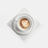 Leaf Design Cappuccino in White Cup Serviette (Ecke)