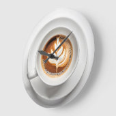 Leaf-Design im weißen Cappuccino-Cup Große Wanduhr (Winkel)