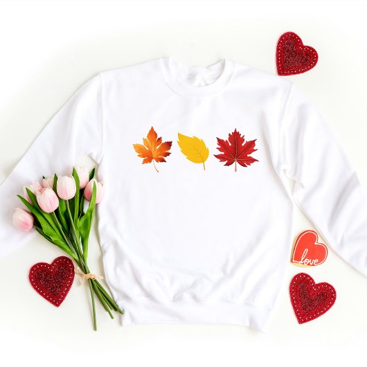 Leaf Design Printed Women Sweatshirt