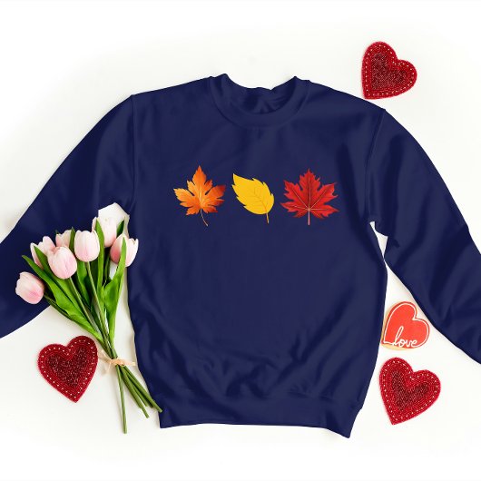 Leaf Design Printed Women Sweatshirt