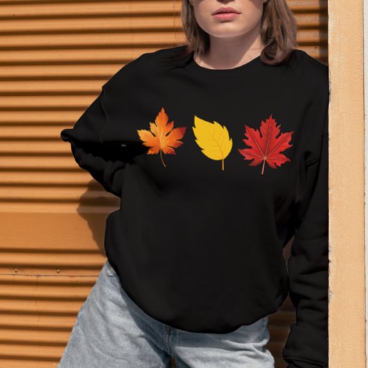 Leaf Design Printed Women Sweatshirt