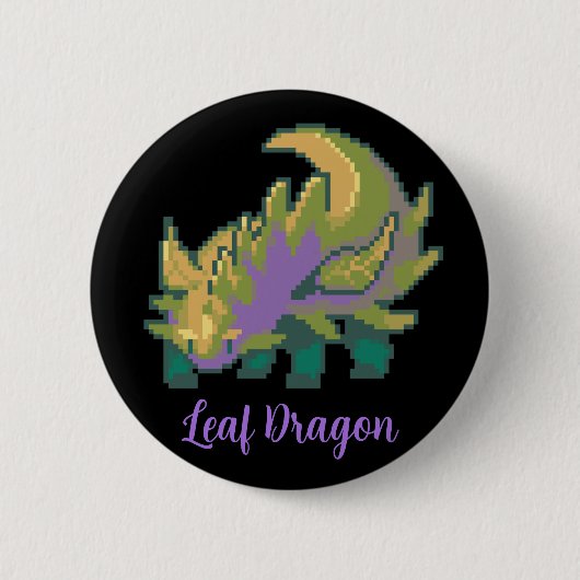 Leaf Dragon pixel art Button (Vorderseite)