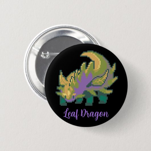 Leaf Dragon pixel art Button (Vorne & Hinten)
