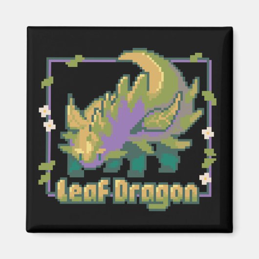 Leaf Dragon, pixel art Magnet (Vorne)
