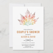 Leaf druckorange Hochzeit im Herbst Paare Dusche Einladung (Vorderseite)