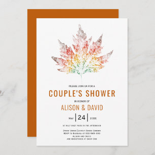 Leaf druckorange Hochzeit im Herbst Paare Dusche Einladung
