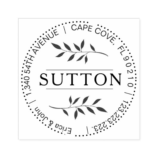 LEAF ELEMENT Runde Rücksendeadresse Gummistempel (Prägung)