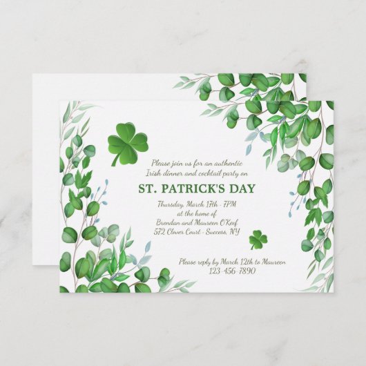 Leaf feiert St. Patrick's Day Einladung (Vorne/Hinten)