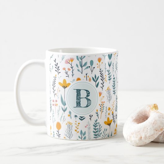 Leaf Floral Muster Alphabet-Kaffee Kaffeetasse (Mit Donut)