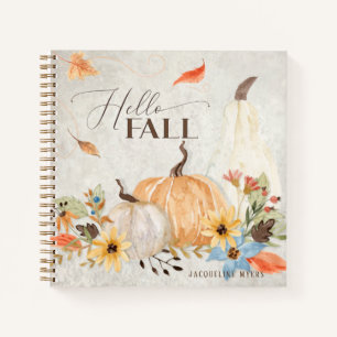 Leaf Foliage Hello Fall Pumpkin Floral Watercolor Notizblock
