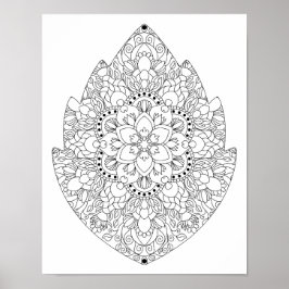 Leaf Form Floral Mandala Erwachsenenfarben Poster