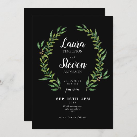 Leaf Frame Wedding Einladung (Vorne/Hinten)