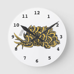 Leaf gilled sea slug cartoon illustration  runde wanduhr