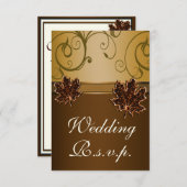 Leaf Gold Chocolate Brown Hochzeit im Herbst RSVP (Vorne/Hinten)