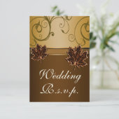 Leaf Gold Chocolate Brown Hochzeit im Herbst RSVP (Stehend Vorderseite)