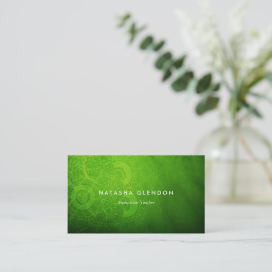 Leaf Green Mandala Zen Business Card Visitenkarte (Stehend Vorderseite)