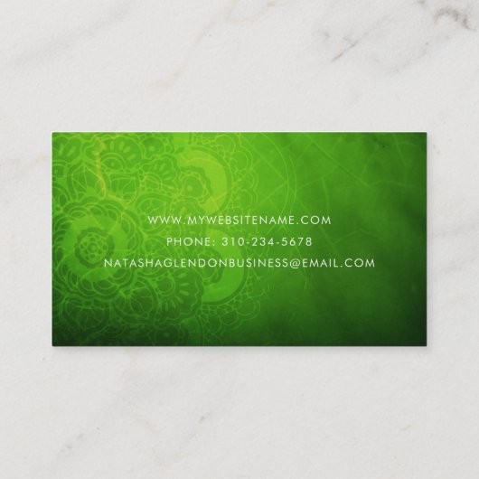Leaf Green Mandala Zen Business Card Visitenkarte (Rückseite)