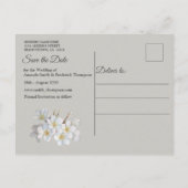 Leaf Green Silk & Ivory Pearls Save the Date Ankündigungspostkarte (Rückseite)