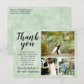 Leaf Green Watercolor Wedding Danke 3 Foto Postkarte (Vorne/Hinten)