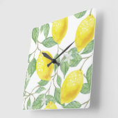 leaf-green-yellow-lemon-fruit quadratische wanduhr (Winkel)
