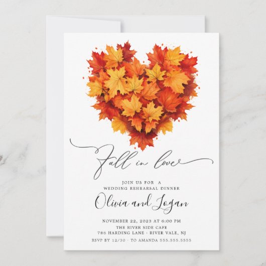 Leaf Heart Probe Dinner Einladung (Vorderseite)