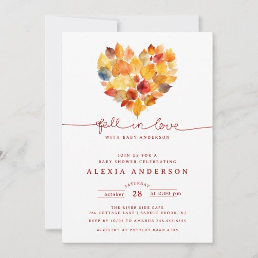 Leaf Herbst in Liebe Babydusche Einladung (Vorderseite)