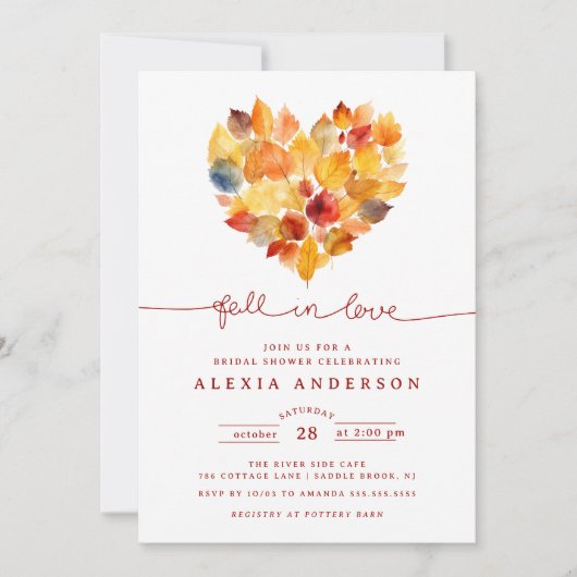 Leaf Herbst Liebe Brautparty Einladung (Vorderseite)