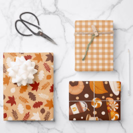 Leaf Herbstdesserts glücklich Erntedankfest Geschenkpapier Set
