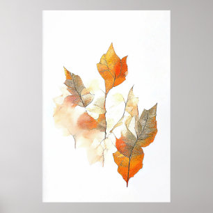 Leaf Herbstsaison Natur Wasserfarben Malerei Poster