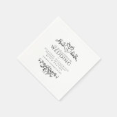 Leaf Herz Art monogramm Schwarz-Weiß Hochzeit Serviette (Ecke)