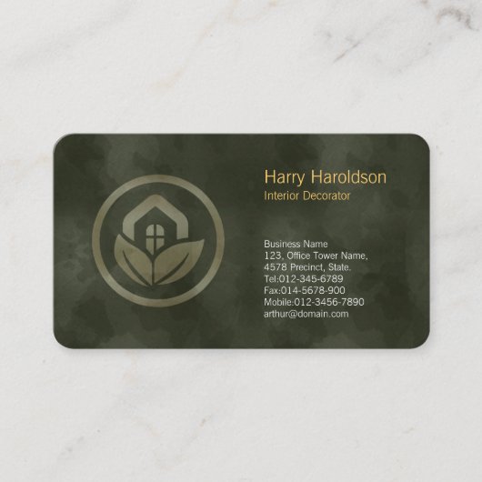 Leaf House Icon Interior Decorator BusinessCard Visitenkarte (Vorderseite)