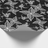 Leaf & Hummingbird Wrapping Paper (Schwarz) Geschenkpapier (Ecke)