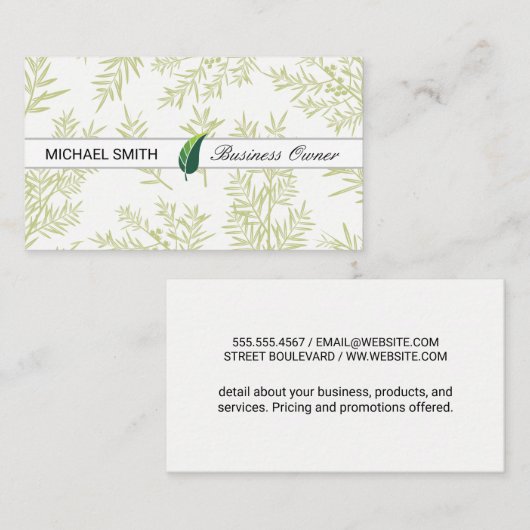 Leaf Illustration | Juniper Branchen Visitenkarte (Vorne/Hinten)